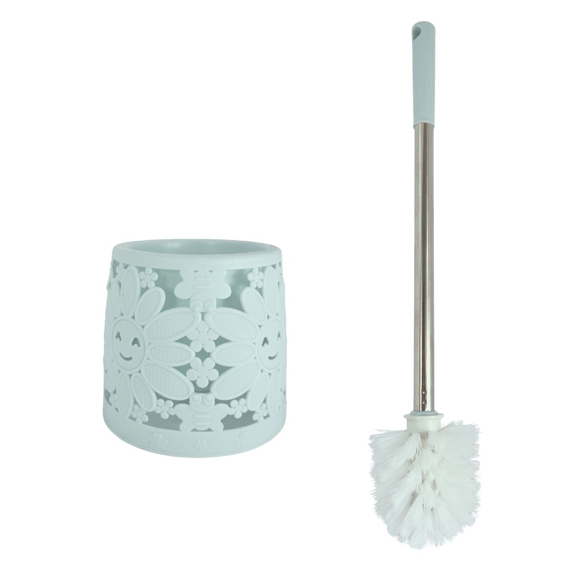 Escobilla para water recipiente de plástico, cabo de metal - Imagen 3